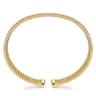 Wide 14K White-Yellow Gold Bujukan Diamond Cuff Bangle - 0.64 ct