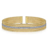 Wide 14K White-Yellow Gold Bujukan Diamond Cuff Bangle - 0.65 ct