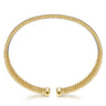 Wide 14K White-Yellow Gold Bujukan Diamond Cuff Bangle - 0.65 ct