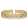 Wide 14K White-Yellow Gold Bujukan Diamond Cuff Bangle - 0.64 ct