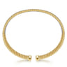 Wide 14K White-Yellow Gold Bujukan Diamond Cuff Bangle - 0.64 ct