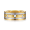 Wide 14K White-Yellow Gold Diamond Mens Band in High Polish Finish - 0.3 ct