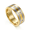 Wide 14K White-Yellow Gold Diamond Mens Band in High Polish Finish - 0.3 ct