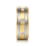 Wide 14K White-Yellow Gold Diamond Mens Band in High Polish Finish - 0.3 ct