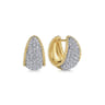 Wide 14K White-Yellow Gold Diamond Pave Bujukan Huggies - 1.35 ct