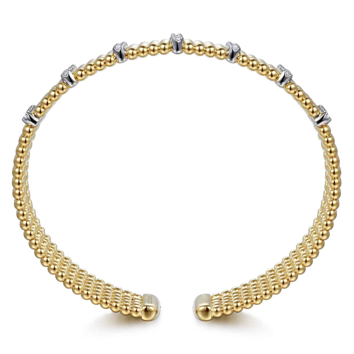 Wide 14K White-Yellow Gold Multi Row Diamond Bujukan Bangle - 0.63 ct - Shot 3