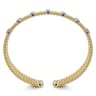 Wide 14K White-Yellow Gold Multi Row Diamond Bujukan Bangle - 0.63 ct