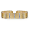 Wide 14K White-Yellow Gold Multi Row Diamond Bujukan Bangle - 0.63 ct
