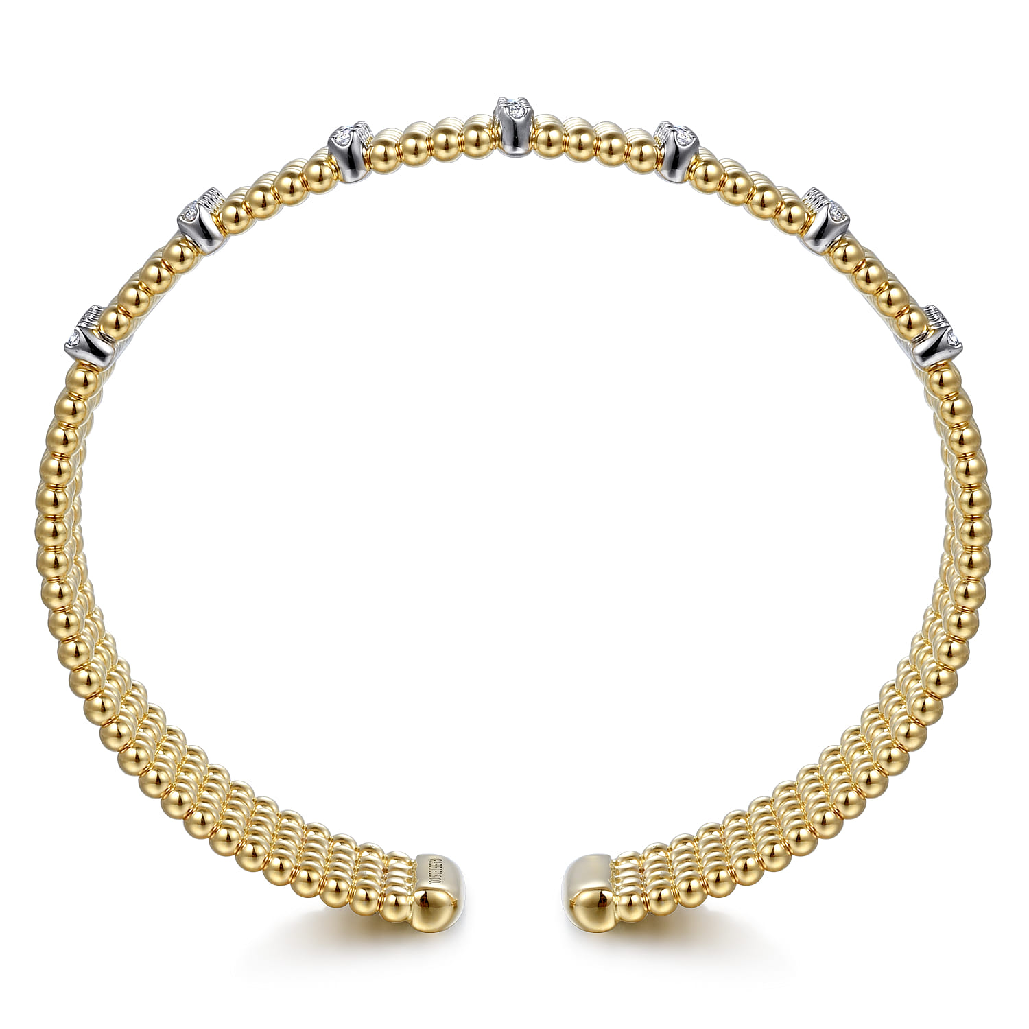 Wide 14K White-Yellow Gold Multi Row Diamond Bujukan Bangle - 0.63 ct - Shot 3