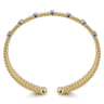 Wide 14K White-Yellow Gold Multi Row Diamond Bujukan Bangle - 0.63 ct