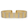 Wide 14K White-Yellow Gold Multi Row Diamond Bujukan Bangle - 0.63 ct