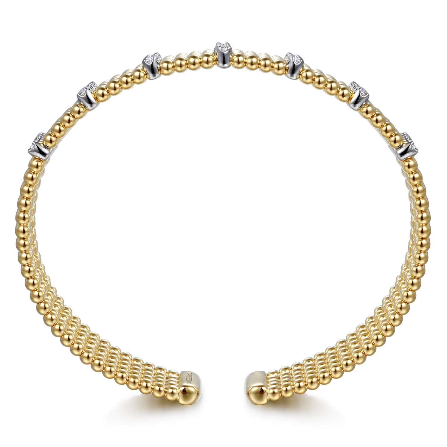 Wide 14K White-Yellow Gold Multi Row Diamond Bujukan Bangle - 0.63 ct - Shot 3