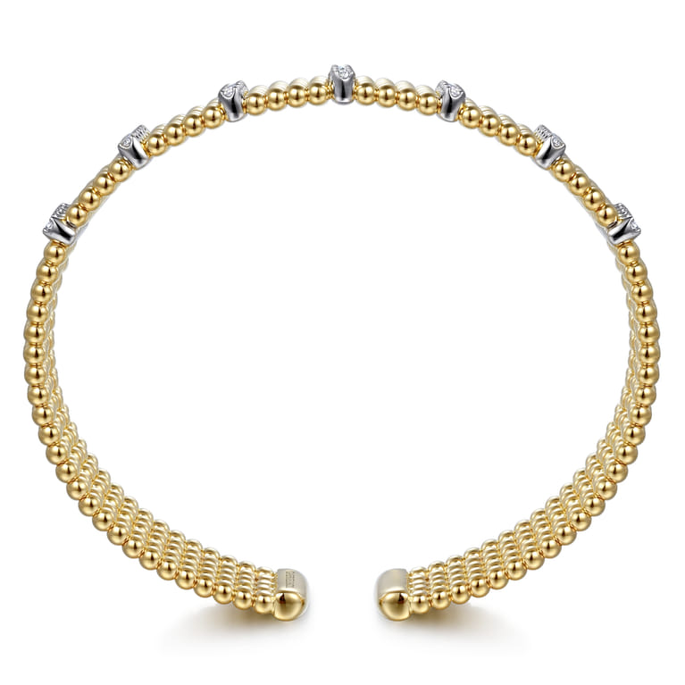 Wide 14K White-Yellow Gold Multi Row Diamond Bujukan Bangle - 0.63 ct - Shot 3