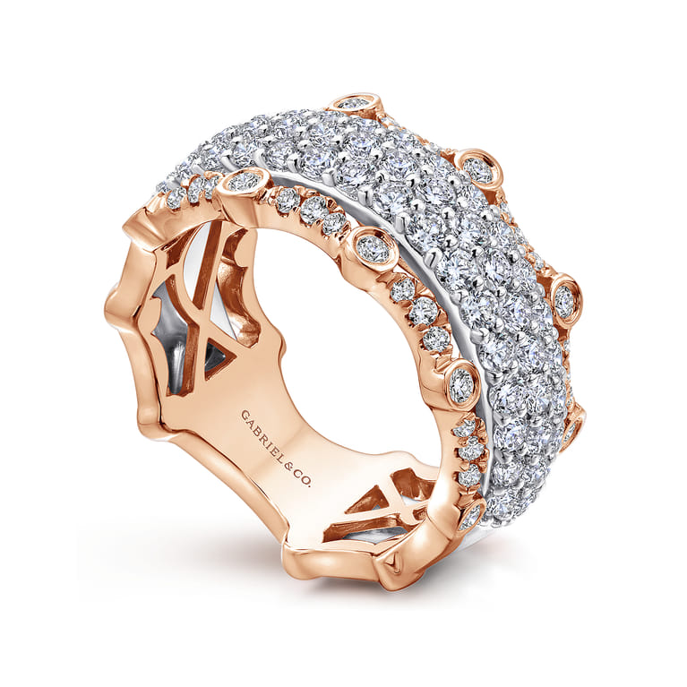 Fancy Wedding Ring in 14k White/Rose Gold with Round Natural Diamond at Gabriel & Co. - Shot 3