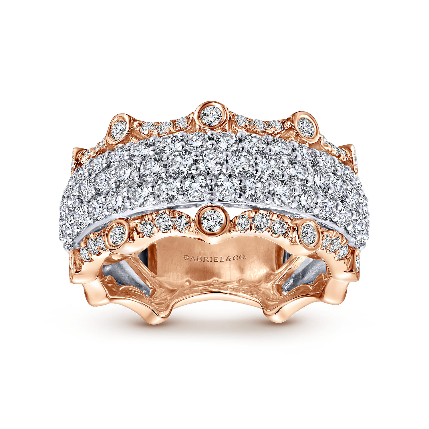 Fancy Wedding Ring in 14k White/Rose Gold with Round Natural Diamond at Gabriel & Co. - Shot 4