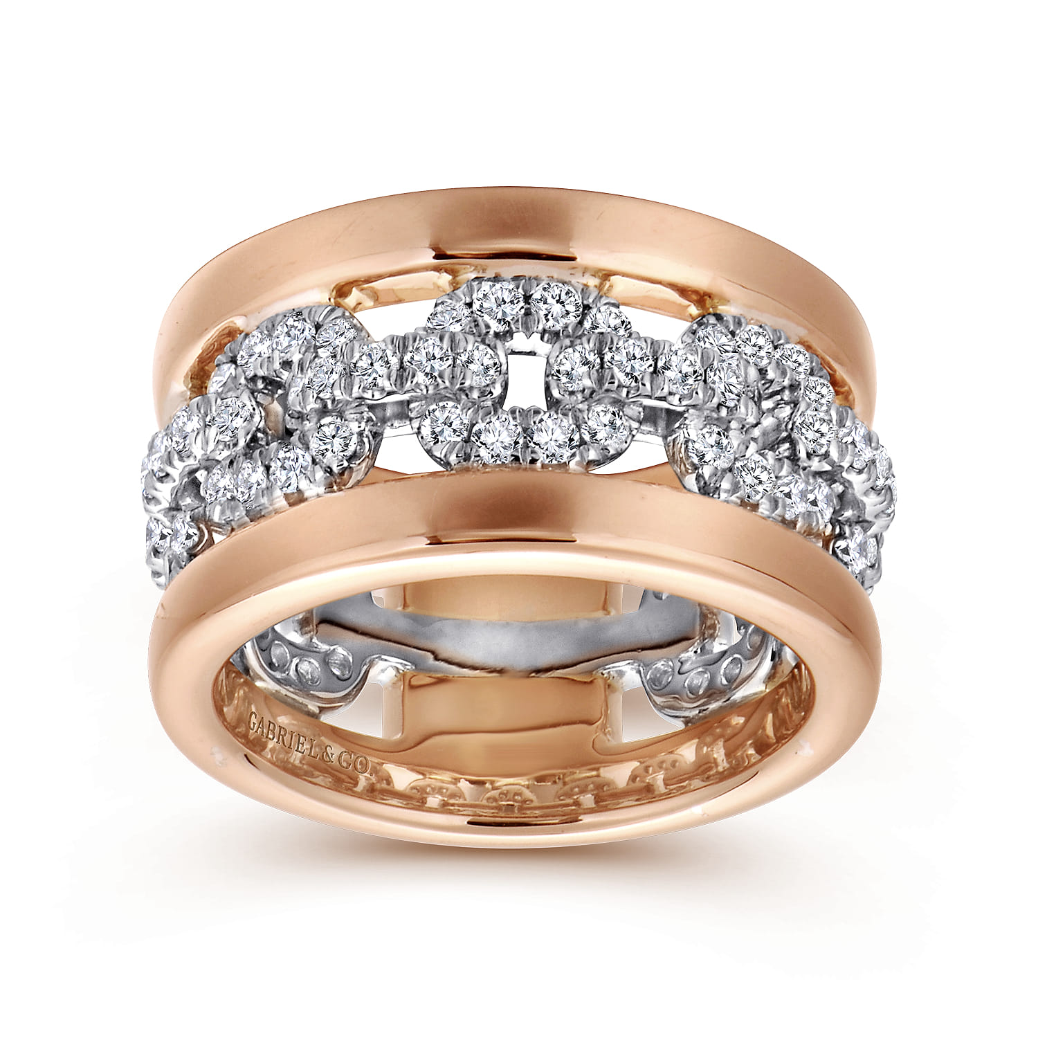 Fancy Wedding Ring in 14k White/Rose Gold with Round Natural Diamond at Gabriel & Co. - Shot 4