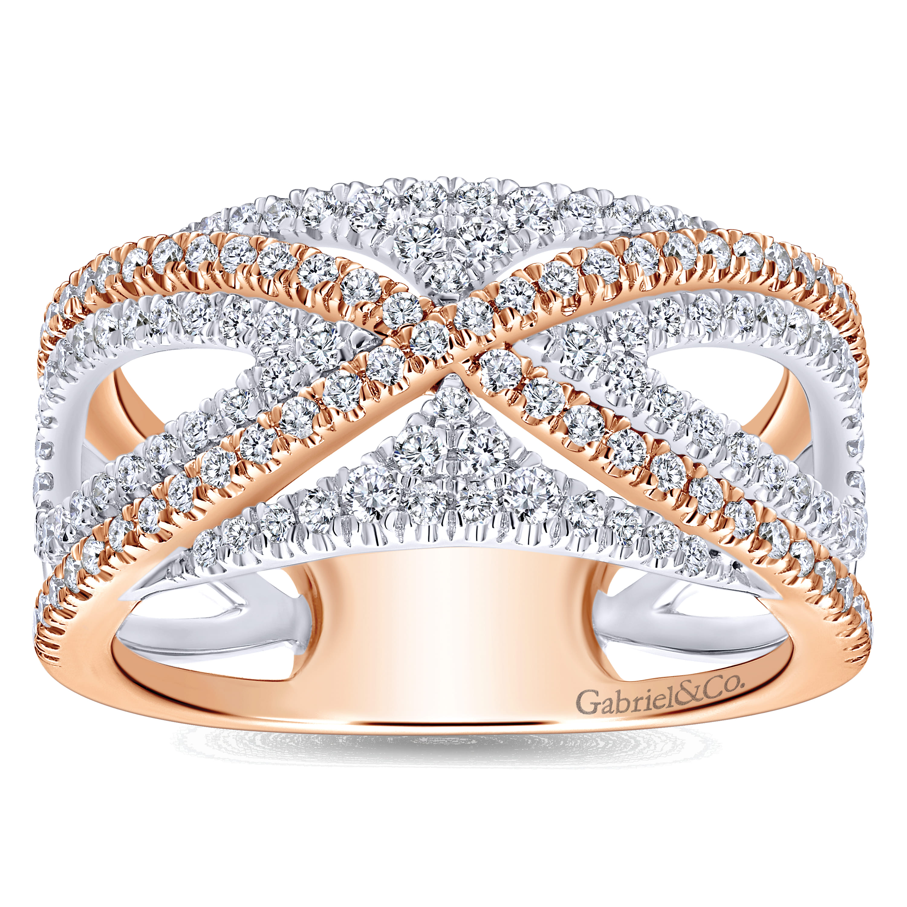 Fancy Wedding Ring in 14k White/Rose Gold with Round Natural Diamond at Gabriel & Co. - Shot 5