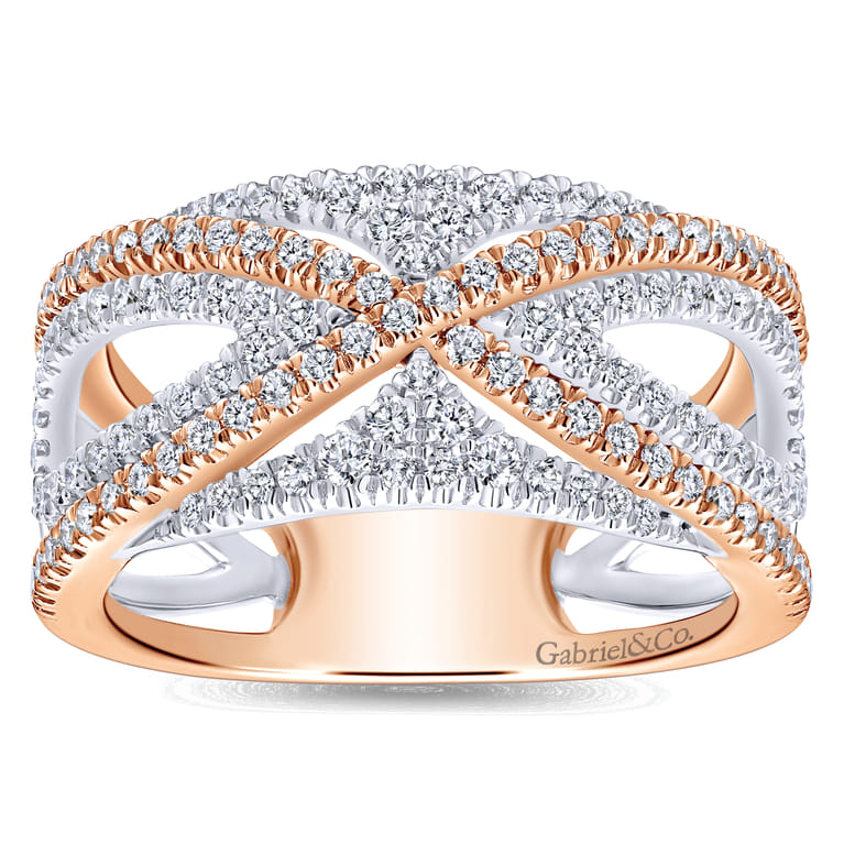 Fancy Wedding Ring in 14k White/Rose Gold with Round Natural Diamond at Gabriel & Co. - Shot 5