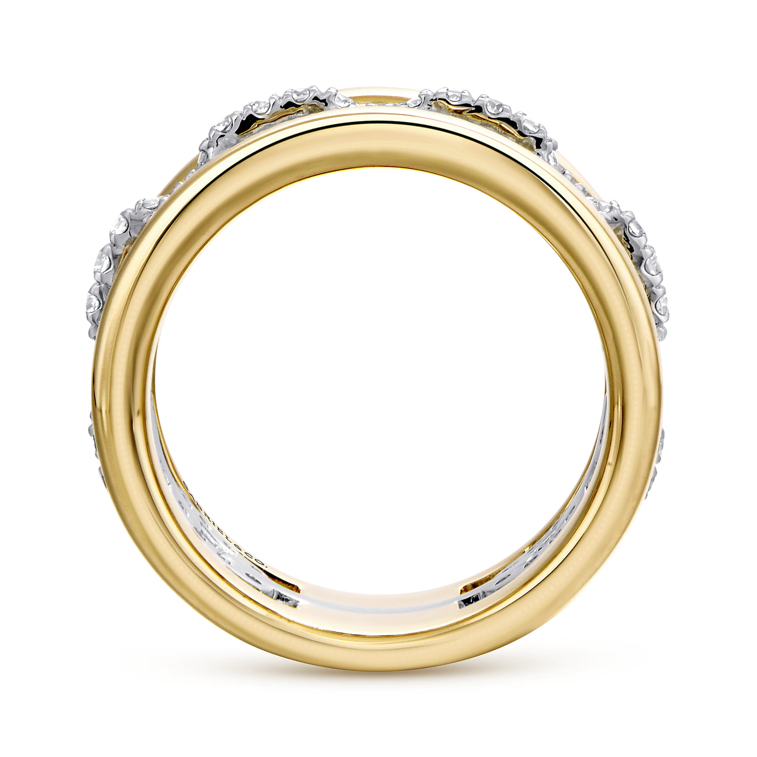 Fancy Wedding Ring in 14k Yellow/white Gold with Round Natural Diamond at Gabriel & Co. - Shot 2