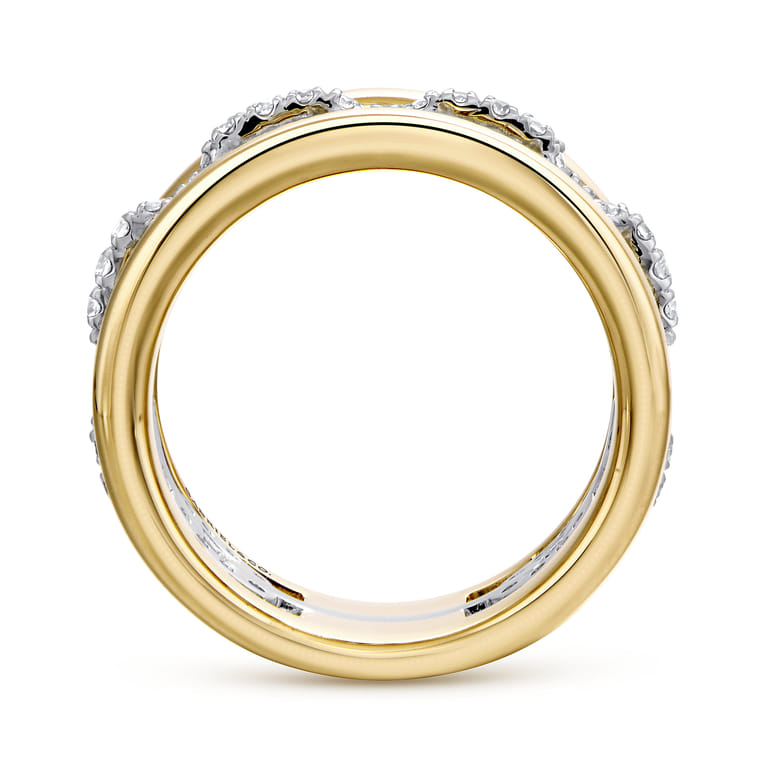 Fancy Wedding Ring in 14k Yellow/white Gold with Round Natural Diamond at Gabriel & Co. - Shot 2