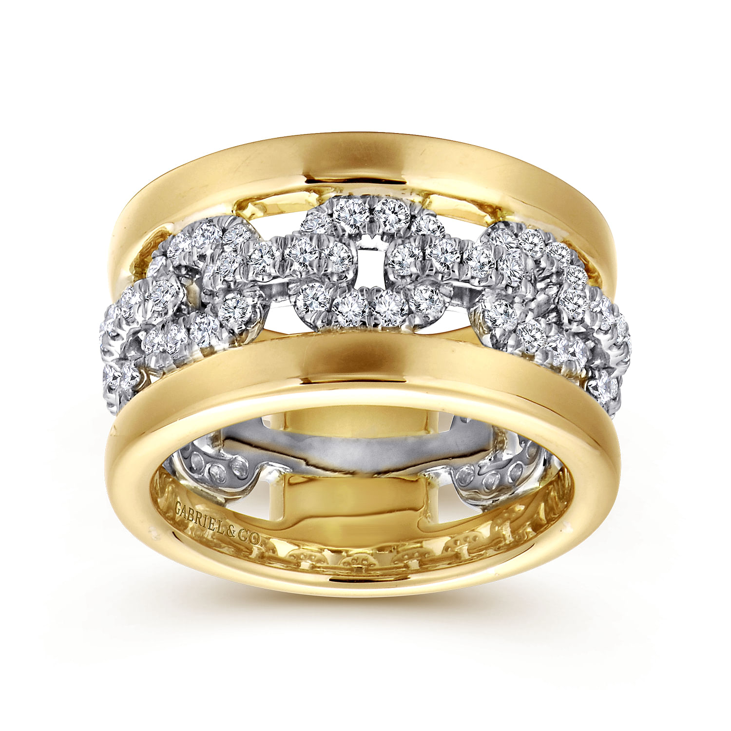 14k Yellow/white Gold Round Fancy Band | Gabriel & Co