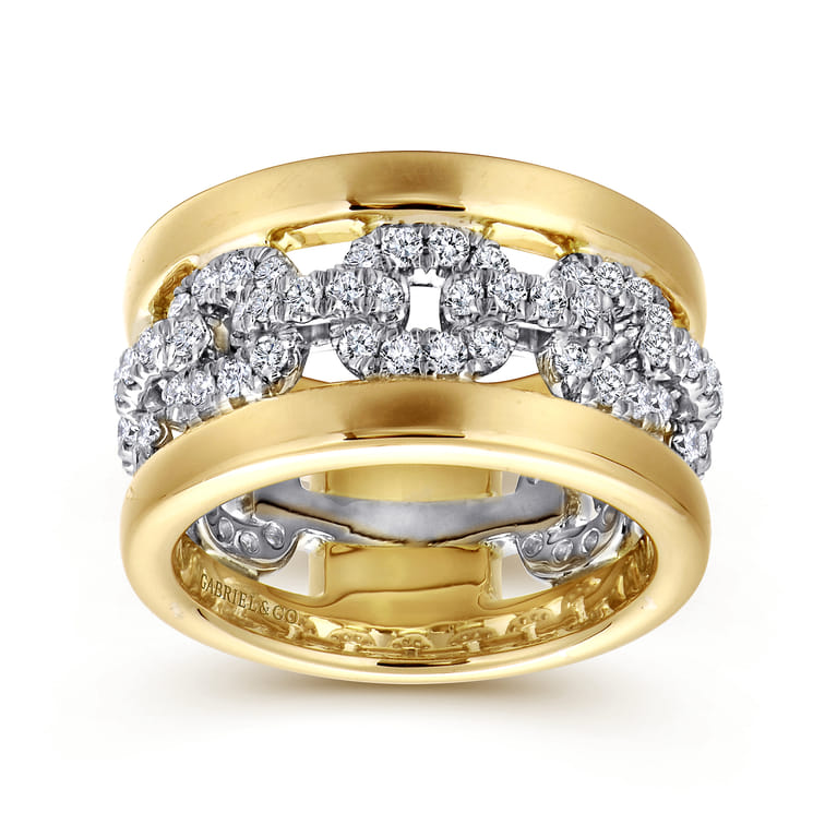 Fancy Wedding Ring in 14k Yellow/white Gold with Round Natural Diamond at Gabriel & Co. - Shot 4