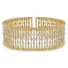 Wide 14K Yellow Gold Cage Cuff Bracelet with Diamond Stations - 1.43 ct