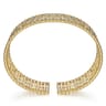 Wide 14K Yellow Gold Cage Cuff Bracelet with Diamond Stations - 1.43 ct