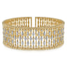 Wide 14K Yellow Gold Cage Cuff Bracelet with Diamond Stations - 1.5 ct