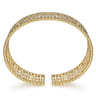 Wide 14K Yellow Gold Cage Cuff Bracelet with Diamond Stations - 1.5 ct