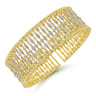 Wide 14K Yellow Gold Cage Cuff Bracelet with Diamond Stations - 1.43 ct