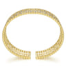 Wide 14K Yellow Gold Cage Cuff Bracelet with Diamond Stations - 1.43 ct