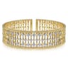 Wide 14K Yellow Gold Cage Cuff Bracelet with Diamond Stations - 0.86 ct