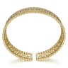 Wide 14K Yellow Gold Cage Cuff Bracelet with Diamond Stations - 0.86 ct