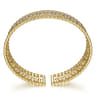 Wide 14K Yellow Gold Cage Cuff Bracelet with Diamond Stations - 0.9 ct
