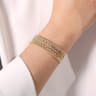 Wide 14K Yellow Gold Cage Cuff Bracelet with Diamond Stations - 0.9 ct