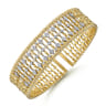 Wide 14K Yellow Gold Cage Cuff Bracelet with Diamond Stations - 0.9 ct