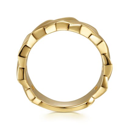 Wide 14K Yellow Gold Chain Link Band in High Polished Finish