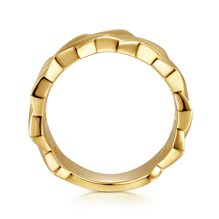 Wide 14K Yellow Gold Chain Link Band in High Polished Finish - Shot 2