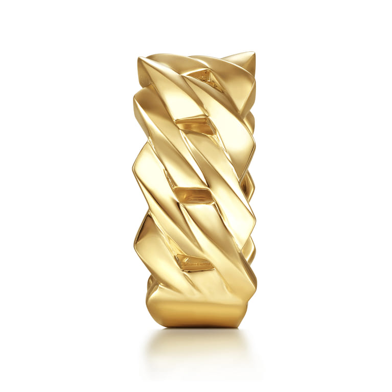 Wide 14K Yellow Gold Chain Link Band in High Polished Finish - Shot 4