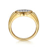 Wide 14K Yellow Gold Cluster Diamond Mens Ring in High Polish Finish - 0.75 ct