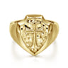 Wide 14K Yellow Gold Cross Signet Ring in High Polished Finish