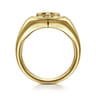 Wide 14K Yellow Gold Cross Signet Ring in High Polished Finish