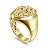 Wide 14K Yellow Gold Cross Signet Ring in High Polished Finish