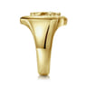 Wide 14K Yellow Gold Cross Signet Ring in High Polished Finish