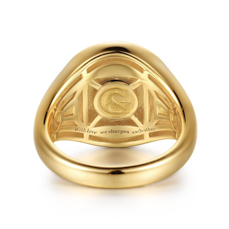 Wide 14K Yellow Gold Diamond and Onyx Cross Signet Ring - 0.11 ct - Shot 5