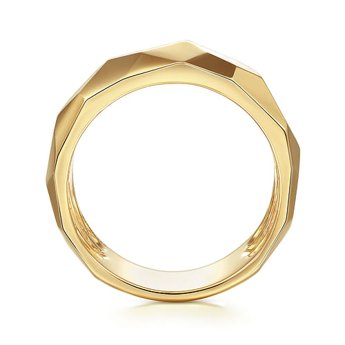 Wide 14K Yellow Gold Faceted Band in High Polished Finish - Shot 2