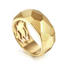 Wide 14K Yellow Gold Faceted Band in High Polished Finish