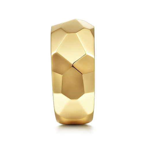 Wide 14K Yellow Gold Faceted Band in High Polished Finish - Shot 4