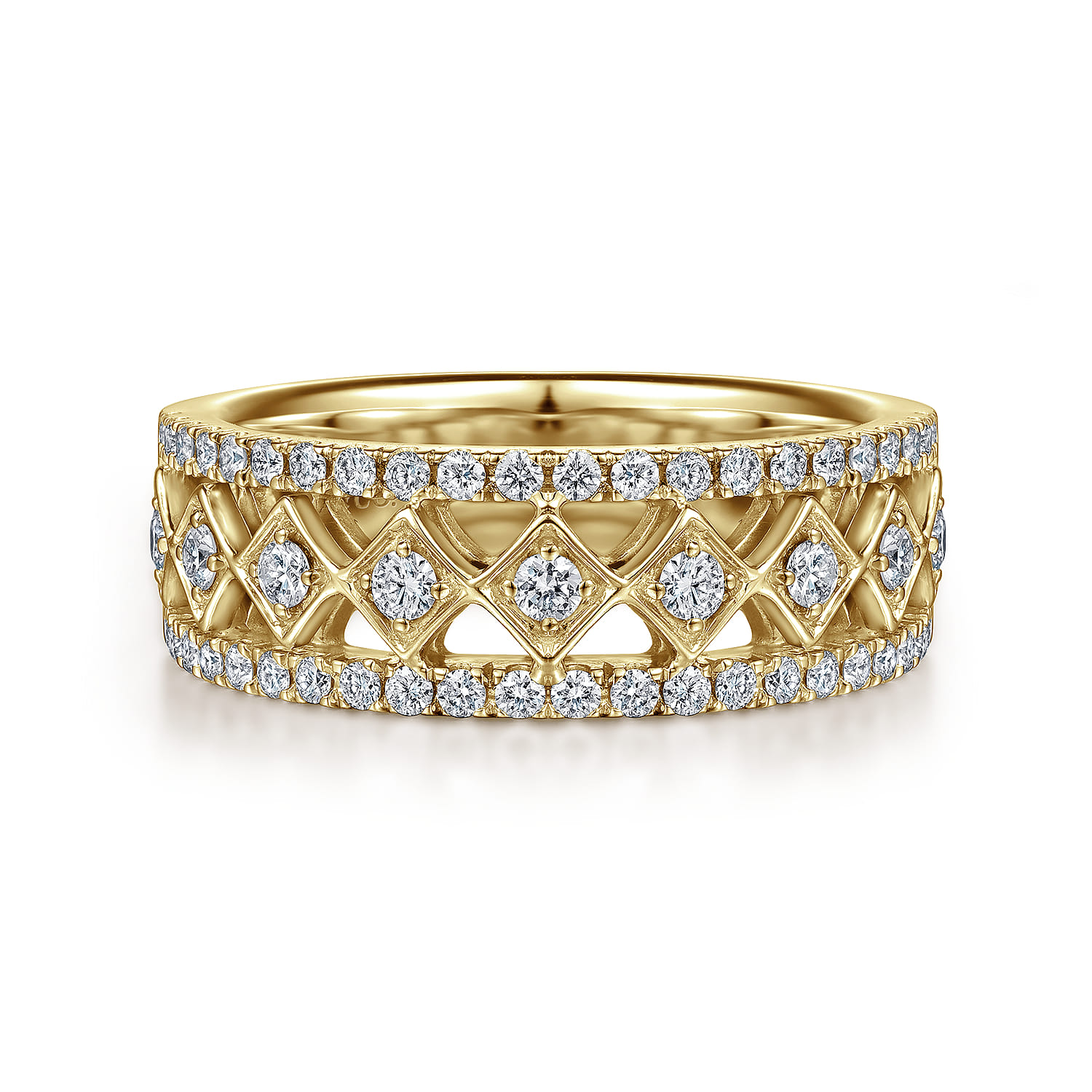 Fancy Wedding Ring in 14k Yellow Gold with Round Natural Diamond at Gabriel & Co. - Shot 1